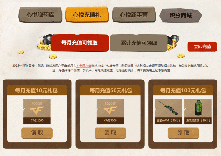 CF心悦会员充值,穿越火线充值攻略