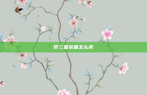 梦三国装备怎么弄