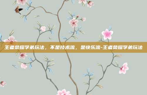 王者荣耀学弟玩法，不是技术流，是快乐流-王者荣耀学弟玩法