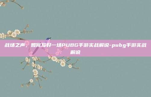 战场之声，如何写好一场PUBG手游实战解说-pubg手游实战解说