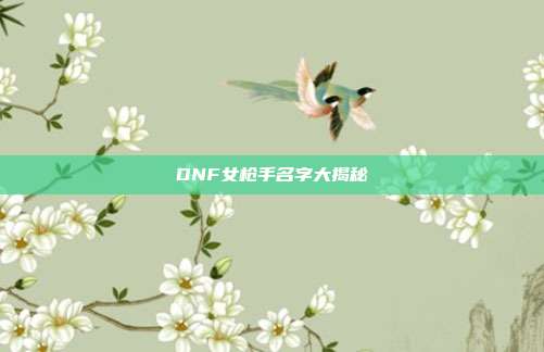 DNF女枪手名字大揭秘