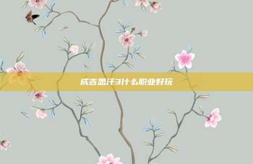 成吉思汗3什么职业好玩