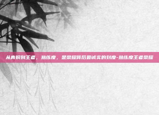 从青铜到王者，熟练度，是荣耀背后最诚实的刻度-熟练度王者荣耀