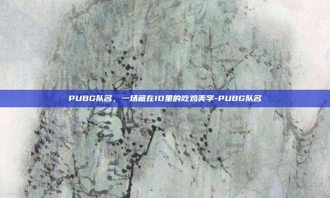 PUBG队名,一场藏在ID里的吃鸡美学-PUBG队名