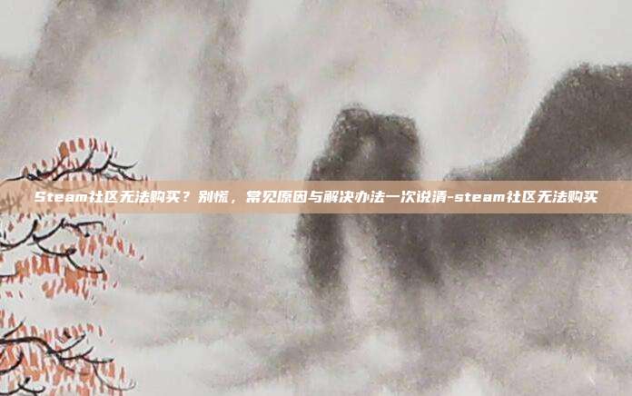 Steam社区无法购买？别慌，常见原因与解决办法一次说清-steam社区无法购买