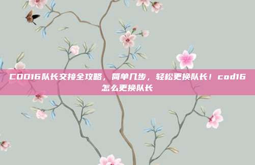COD16队长交接全攻略，简单几步，轻松更换队长！cod16怎么更换队长