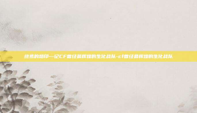 终焉的烙印—记CF曾经最辉煌的生化战队-cf曾经最辉煌的生化战队