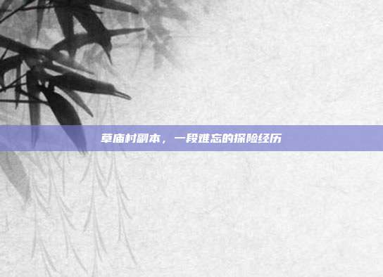 草庙村副本，一段难忘的探险经历