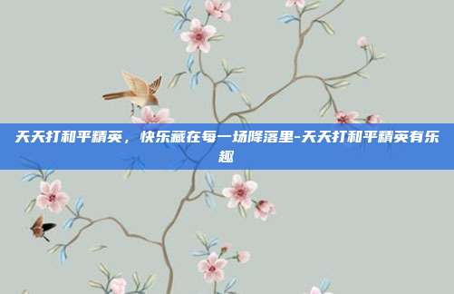 天天打和平精英,快乐藏在每一场降落里-天天打和平精英有乐趣