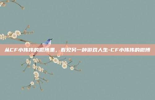 从CF小伟伟的微博里,看见另一种游戏人生-CF小伟伟的微博