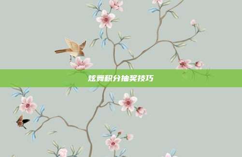 炫舞积分抽奖技巧