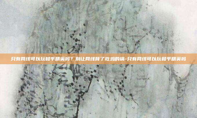 只有网线可以玩和平精英吗?别让网线背了吃鸡的锅-只有网线可以玩和平精英吗