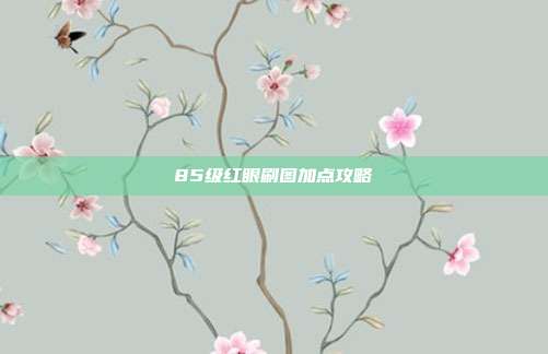 85级红眼刷图加点攻略