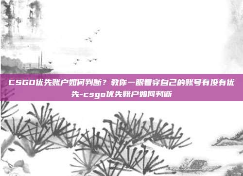 CSGO优先账户如何判断?教你一眼看穿自己的账号有没有优先-csgo优先账户如何判断