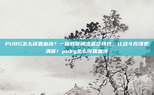PUBG怎么设置血液?一篇教你调出最佳特效,让战斗反馈更清晰!pubg怎么设置血液
