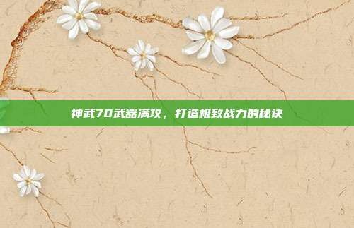 神武70武器满攻,打造极致战力的秘诀