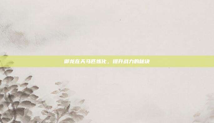 御龙在天马匹炼化，提升战力的秘诀