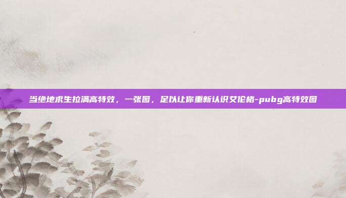 当绝地求生拉满高特效，一张图，足以让你重新认识艾伦格-pubg高特效图