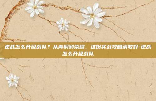 逆战怎么升级战队？从青铜到荣耀，这份实战攻略请收好-逆战怎么升级战队