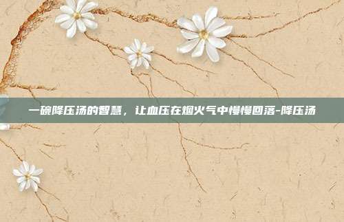 一碗降压汤的智慧，让血压在烟火气中慢慢回落-降压汤