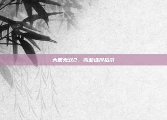 大唐无双2,职业选择指南