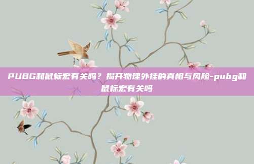 PUBG和鼠标宏有关吗?揭开物理外挂的真相与风险-pubg和鼠标宏有关吗