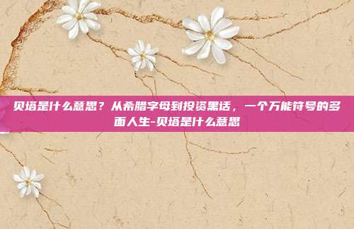 贝塔是什么意思？从希腊字母到投资黑话，一个万能符号的多面人生-贝塔是什么意思