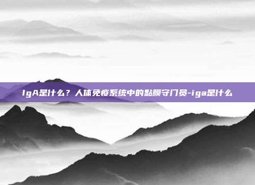 IgA是什么？人体免疫系统中的黏膜守门员-iga是什么