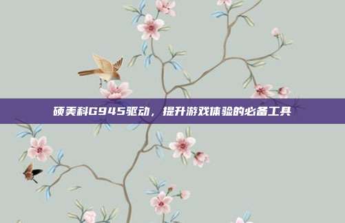 硕美科G945驱动,提升游戏体验的必备工具