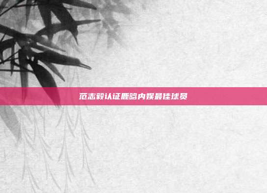 范志毅认证鹿晗内娱最佳球员