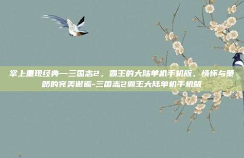 掌上重现经典—三国志2,霸王的大陆单机手机版,情怀与策略的完美邂逅-三国志2霸王大陆单机手机版
