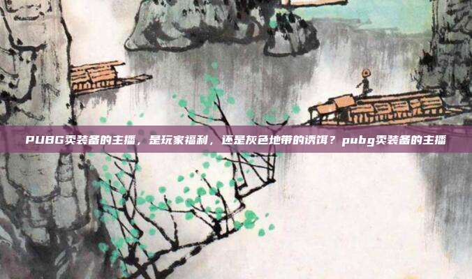 PUBG卖装备的主播，是玩家福利，还是灰色地带的诱饵？pubg卖装备的主播