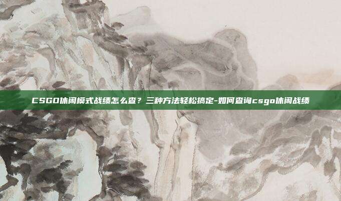 CSGO休闲模式战绩怎么查?三种方法轻松搞定-如何查询csgo休闲战绩