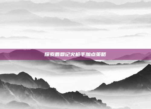 探索鹿鼎记火枪手加点策略