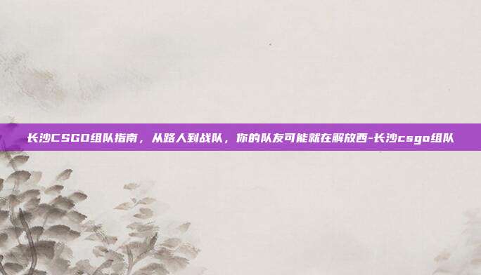 长沙CSGO组队指南,从路人到战队,你的队友可能就在解放西-长沙csgo组队