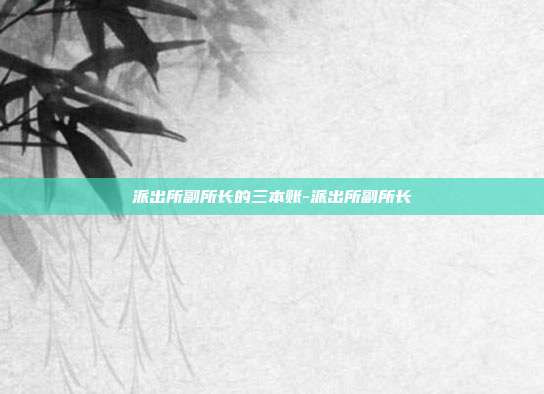 派出所副所长的三本账-派出所副所长