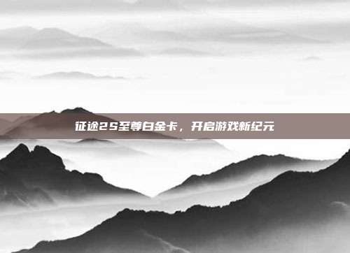 征途2S至尊白金卡,开启游戏新纪元