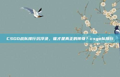 CSGO战队排行沉浮录,谁才是真正的传奇?csgo队排行