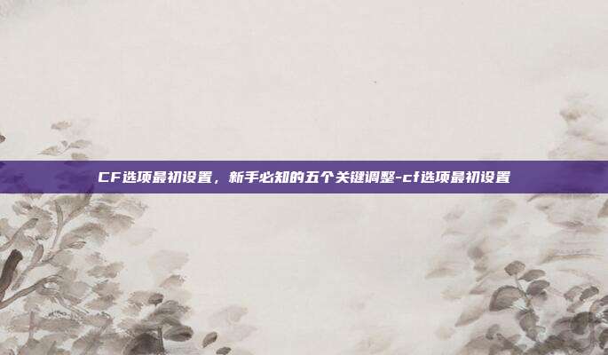 CF选项最初设置,新手必知的五个关键调整-cf选项最初设置