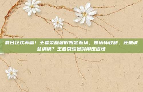 夏日狂欢再临!王者荣耀暑假限定返场,是情怀收割,还是诚意满满?王者荣耀暑假限定返场