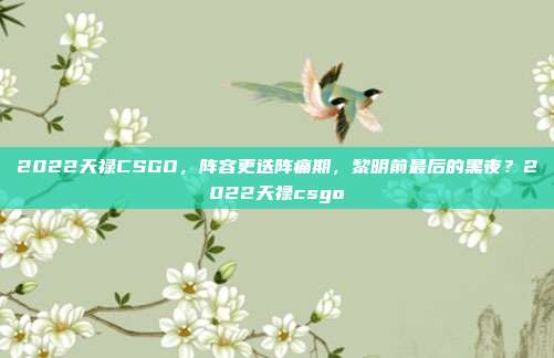 2022天禄CSGO,阵容更迭阵痛期,黎明前最后的黑夜?2022天禄csgo