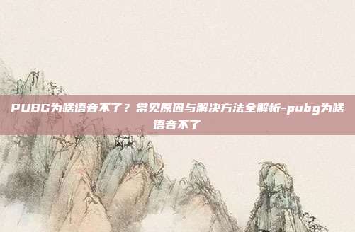 PUBG为啥语音不了?常见原因与解决方法全解析-pubg为啥语音不了