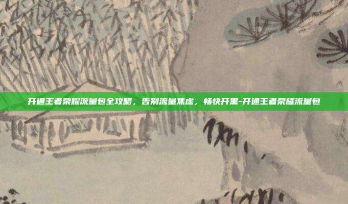 开通王者荣耀流量包全攻略,告别流量焦虑,畅快开黑-开通王者荣耀流量包