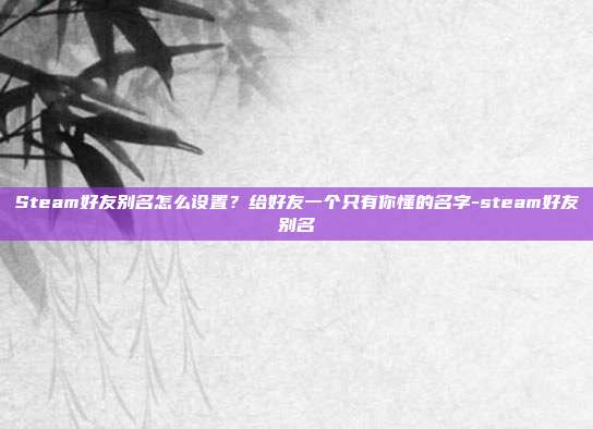 Steam好友别名怎么设置？给好友一个只有你懂的名字-steam好友别名