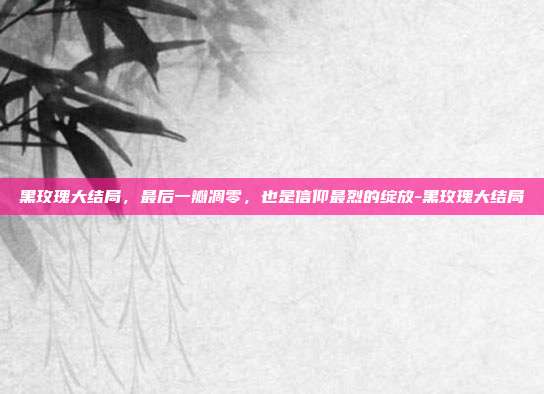 黑玫瑰大结局，最后一瓣凋零，也是信仰最烈的绽放-黑玫瑰大结局