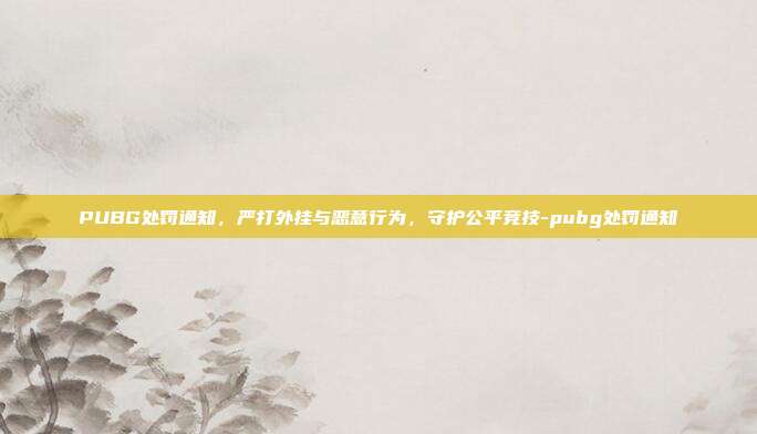 PUBG处罚通知,严打外挂与恶意行为,守护公平竞技-pubg处罚通知