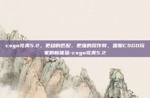 csgo完美5.2,更稳的匹配、更强的反作弊,国服CSGO玩家的新体验-csgo完美5.2