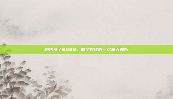 微博崩了2022，数字时代的一次重大挫折