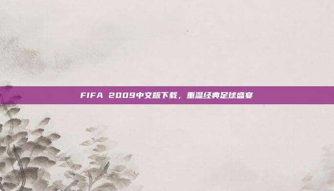 FIFA 2009中文版下载，重温经典足球盛宴
