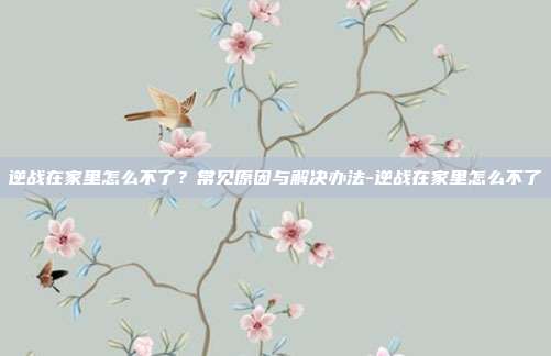 逆战在家里怎么不了？常见原因与解决办法-逆战在家里怎么不了